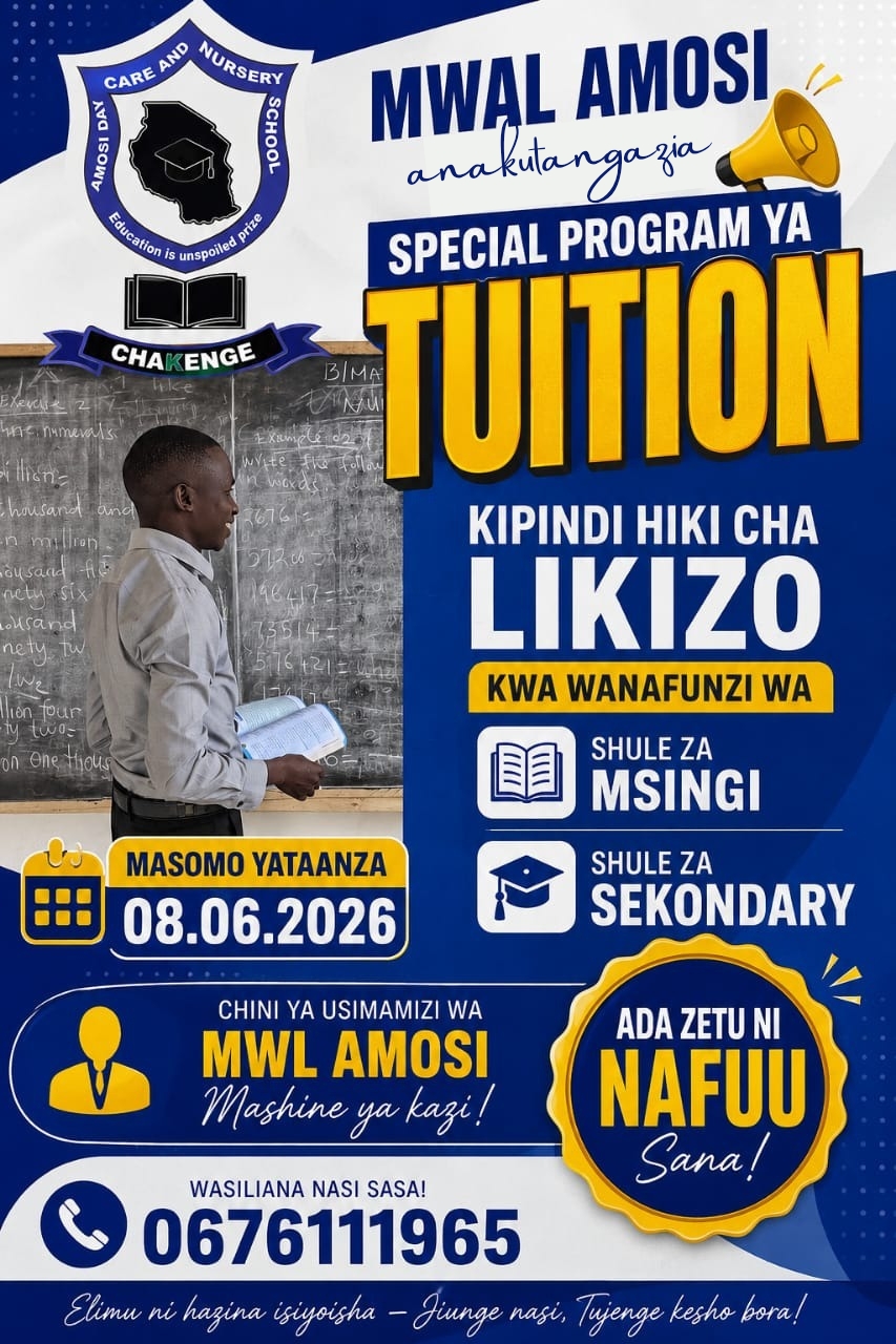 Amosi Schools announcement poster