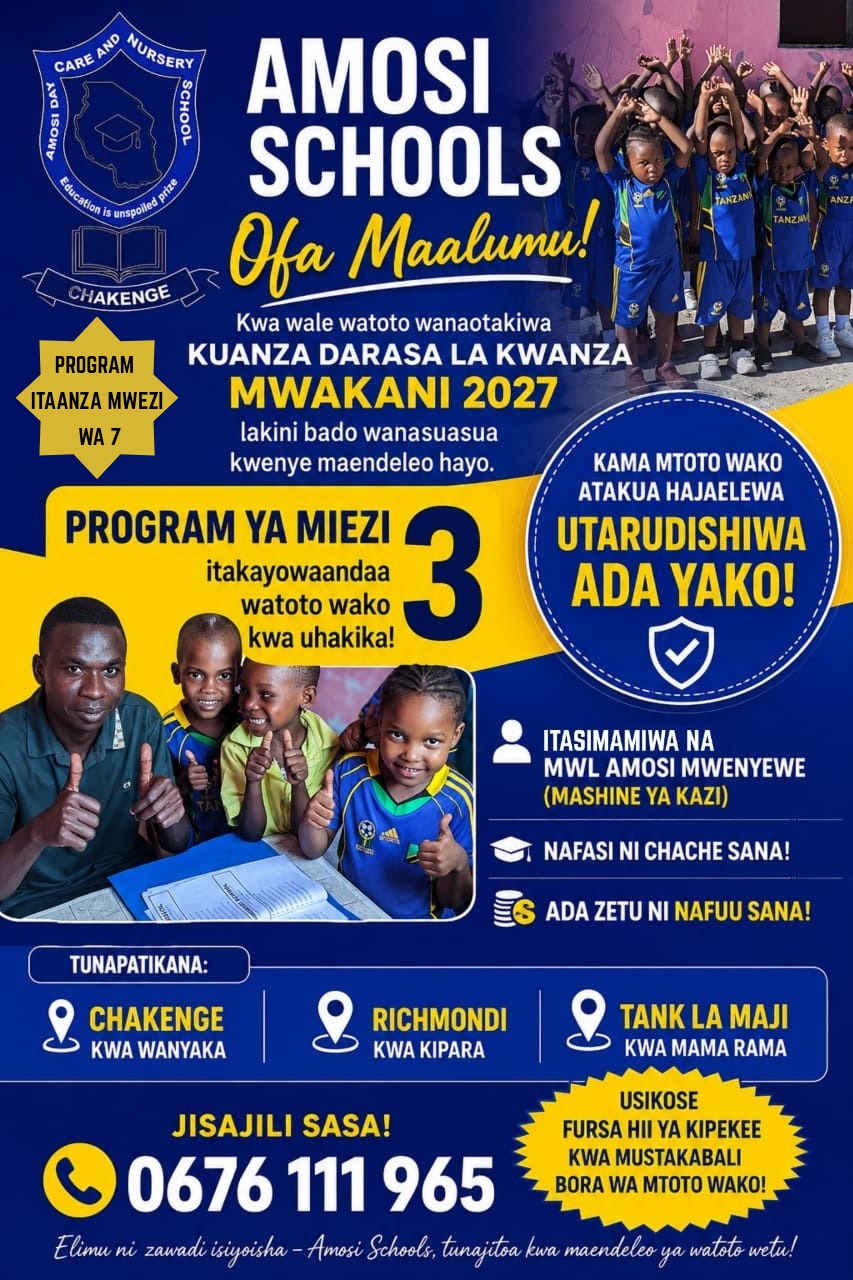 Amosi Schools announcement poster