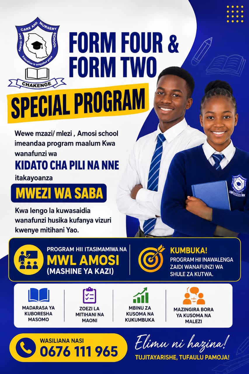 Amosi Schools announcement poster